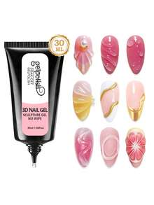 GEL ESCULTURA 3D, 30ml Gel Escultor Transparente para Esculpir, Moldar e Pintar Designs de Arte de Unhas, Cola de Strass para Decoração de Gemas - Transparente - Visão 1