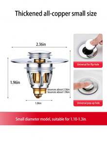 1pc Stainless Steel Universal Sink Plug, Bathroom Basin Pop-Up Drain Filter, Hair Catcher, Basin Drain Stopper Replacement Parts
