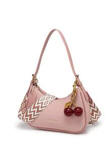 2025 Neue Mode klassisch vielseitige Buchstaben Grafik Dekor einfarbig PU Leder Schultertasche/Umhängetasche, geeignet für Einkaufen, faltbar