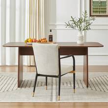 Juego de 2 sillas de comedor modernas con reposabrazos, sillas tapizadas estilo escandinavo, estructura negra y detalles dorados, cojín de tela color crema para la mesa del comedor - Beis - Ver 4