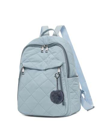 Ryggsäck med rombbroderi för dam, blå, lätt damväska, ryggsäck, skolväska för studenter