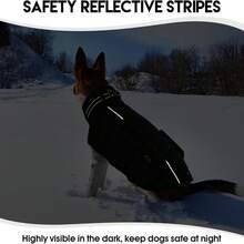 1pc Dog Winter Jacket, Built-In Chest Harness, Warm & Windproof Reflective, Suitable For Medium To Large Dogs, Pet Vest With Webbing And 3 Pockets, Fit For Male Dogs - Black - View 8