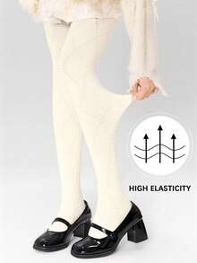 1 Pc Japanese JK Diamond Lattice Openwork Mesh Pantyhose, Suitable For Spring And Autumn Wear - White - View 5