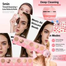 Electric Face Scrubber Waterproof Silicone Facial Cleansing Brush For Women And Men 2 Modes Rechargeable Electric Exfoliator Scrubber For Deep Cleaning Exfoliating Massaging - Hồng - Xem 1