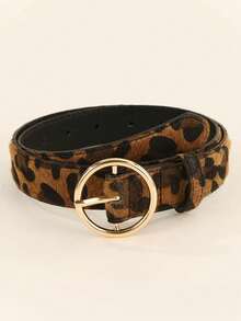 2pcs/1pc Gold 3-Piece Fashionable Buckle Belt, Versatile For Dresses, Jeans, Leopard Print PU Leather Women Belt - Multicolor - View 18