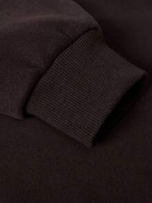 Haut en coton pour homme 2026, orné d'un slogan unique, sweat-shirt à épaules tombantes, sweat-shirt épais et chaud à col rond avec doublure polaire, parfait pour les temps froids. - café - Voir 5