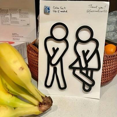 1 Set 3D Stereoscopic, Funny Bathroom Sign - Men & Women Restroom Signal - Gentleman & Lady Washroom Door Decor, Toilet Sign, Door Plate, Minimalist