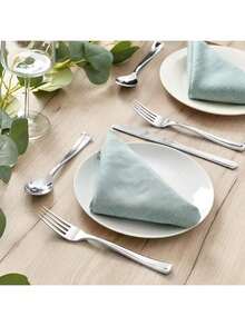 150/100/50/25/10pcs Silver Reusable Plastic Cutlery Set, Including Cake/Salad Forks, Spoons, Suitable For Home, Restaurant, Wedding, Outdoor, Birthday, Party, Holiday Gatherings, Kitchen Accessories, Valentine's Day, Back To School Party - Silver - View 3