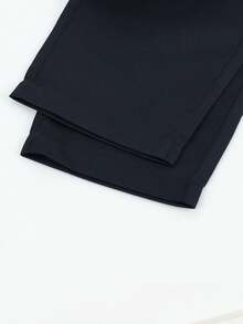 1pc Boys' Solid Color Casual Fashion Pocket Long Straight Cargo Pants, Suitable For 4-7 Years Old, All Season - Black - View 10