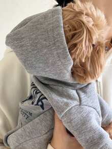 印花狗狗连帽衫和卫衣，小型和中型犬保暖服装，吉娃娃外套，幼犬套装，猫咪服装 - 彩色 - 查看 4