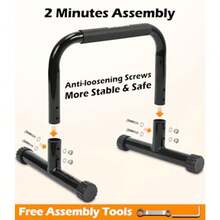 TABEKE Push Up Bar 14'' High Steel Parallettes And Dip Bar With Full Coverage Foam Handle Heavy-Duty Calisthenics Parallel Bars For L-Sit Dips Home Gym Strength Training Workout - Black - View 7