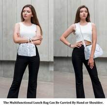 1pc Insulated Lunch Bag For Women,Lunch Tote Bag, Lunch Box Bag,Outdoor Picnic Insulated Bag,Student Thickened Cute Lunch Bag, Reusable Lunch Tote Bag, Portable Picnic Ice Bag For Work, Picnic, School Or Travel Lunch Box Bag School Supplies Stuff Accessories Bag For School School Accessories School Stuff For Traveling Waterproof Bag Insulated Lunch Bag Lunchbox - 藍色花卉 - 查看 3