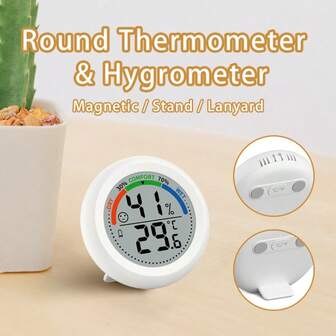 Termómetro e higrómetro montado en la pared - Pantalla grande, sin necesidad de montaje, blanco, apto para interiores, exteriores, sótanos, todo tipo de clima, fácil de leer el medidor de temperatura y humedad, termómetro electrónico digital para el hogar, monitor de humedad de confort interior