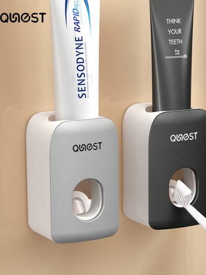 Automatic Wall-Mounted Toothbrush Holder, No Drilling Required, Ideal For Bathroom And Home. Electric Toothbrush And Toothpaste Holder Set, Bathroom, Bathroom Decor, Bathroom Accessories, Home, Household Items, Bathroom Decor And Accessories.