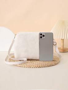 Fashionable Plush Women's Handbag, Soft Texture Furry Small Square Shoulder Crossbody Bag - White - View 4