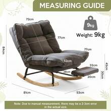 Rocking Chair Rocking Chair With Adjustable Footrest, Extra-Wide Upholstered Glider Rocker With Adjustable High Backrest And Removable Pad, Comfy Corduroy Upholstered Rocker Chair Recliner Leisure Accent Chair For Living Room Bedroom - Grey - View 3