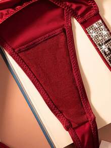 5pcs Sexy Thongs Womens Panties Rhinestone Low Waist Underwear Soft Breathable Comfortable Female Lingerie Good Elasticity Opaque Suitable For Daily Work Sports And Dating Sexy Gifts For Lovers Womens - 混合色3 - 查看 4