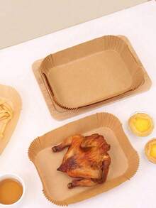 200pcs Air Fryer Parchment Paper, Rectangular Non-Stick Frying Paper, Disposable Oil Paper, Air Fryer Accessories, Available In 200/100/50/1 Sheets - Multicolor Long - View 9