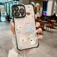 Diseño de funda de teléfono súper lindo con formas de gatito y cachorro de dibujos animados, compatible con varios modelos de , incluyendo 17, 16E, 16, 15, 14, 13, 12, 11 Mini, Pro, Max, Air, X, XR, XSMAX, 8 y 7 Plus.Proporciona una funda trasera transparente y suave con función anti-caída. - Colores mixtos - Ver 2