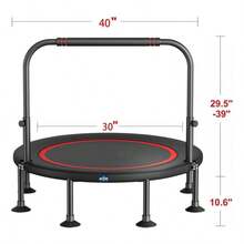 Trampolín Plegable para Ejercicio de 40 Pulgadas Diámetro 100CM Soporta 400kg 24 Resortes Estructura de Acero Mango Ajustable Ideal para Ejercicio en Casa y Aire Libre - Multicolor - Ver 2