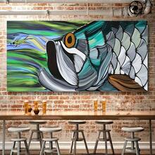 1pc No Frame Wall Arts Posters Deco Modern Canvas Wall Art Print - Abstract Tarpon Fish Painting - Animal Theme Decor For Home Office, Living Room, Bedroom, Restaurant - Multicolor - View 5