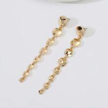 New European & American Style Long Gold Tassel Earrings, Luxurious Minimalist Design, Versatile For Work And Daily Wear, Elegant Women Earrings