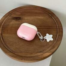 Cute & Sweet Pink Striped Star Pendant Earphone Case Compatible With AirPods Pro 3, 2, Apple Earphones Pro 2, New 3, Creative Protective Cover, Fashionable Earphone Case - Baby Pink - View 4