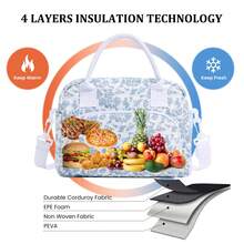 1pc Insulated Lunch Bag For Women,Lunch Tote Bag, Lunch Box Bag,Outdoor Picnic Insulated Bag,Student Thickened Cute Lunch Bag, Reusable Lunch Tote Bag, Portable Picnic Ice Bag For Work, Picnic, School Or Travel Lunch Box Bag School Supplies Stuff Accessories Bag For School School Accessories School Stuff For Traveling Waterproof Bag Insulated Lunch Bag Lunchbox - 藍色花卉 - 查看 7
