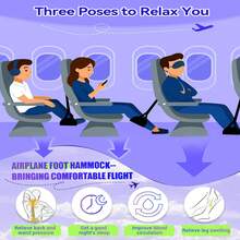 Adjustable Portable Travel Foot Rest Hammock, Thick Foam, PVC Board, Breathable Soft Lining - Black - View 4