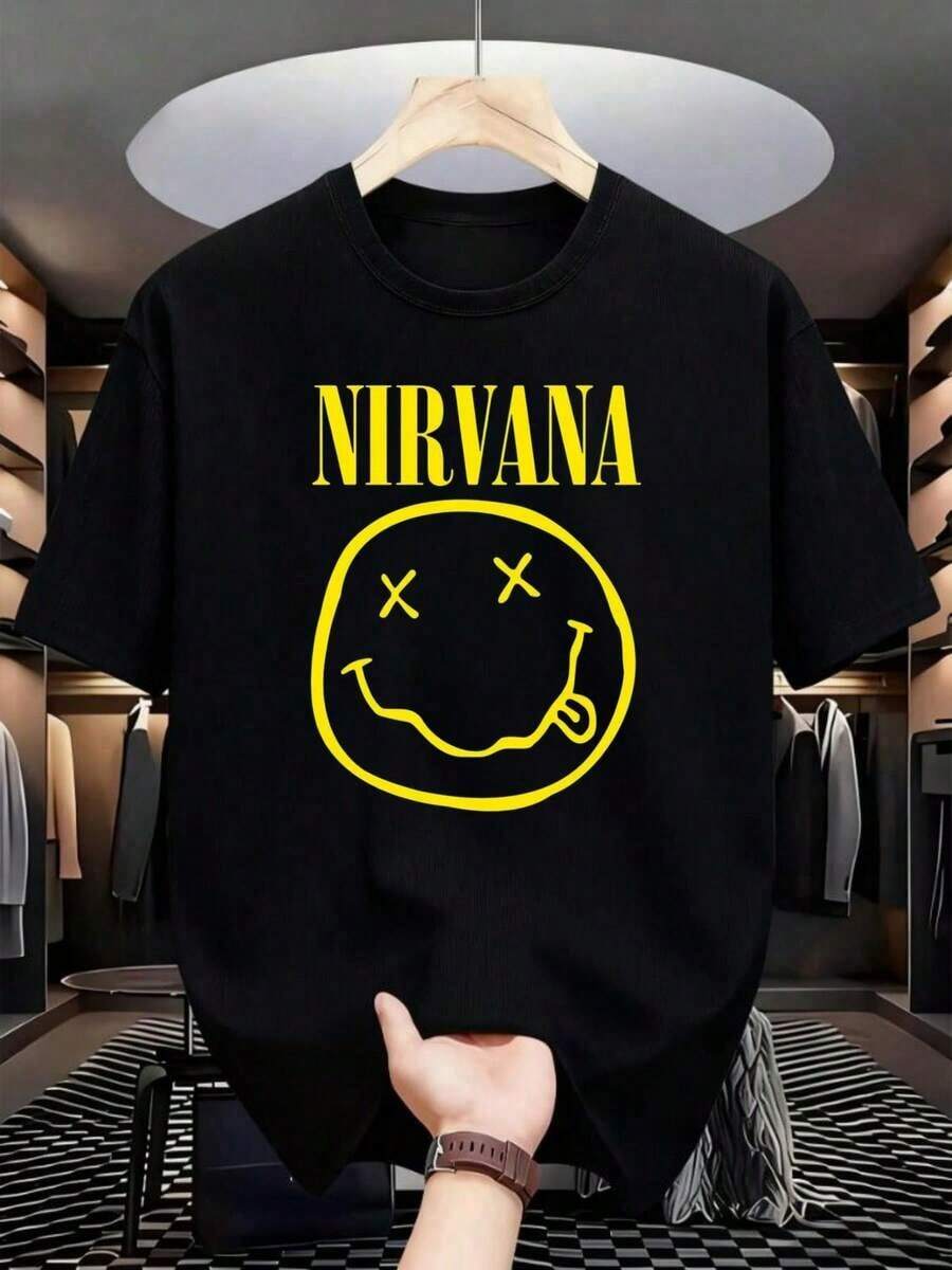 Camiseta Face - Logo ícono del Grunge - Dise?o Amarillo Retro Oversize - Negro - Ver 1