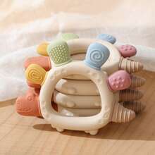 Cute Cartoon Silicone & Wooden Combination Teether, Macaron Colors Multi-Texture Dinosaur Shape, Baby Home & Outdoor Soothing Chew Toy, Grip Training Sensory Stimulation, Newborn Birthday Gift