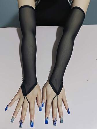 1 Pair Product Fingerless Gloves, Sexy Party Bar Nightclub Tight Sleeve Women's Costume