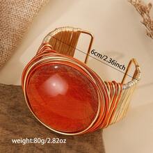 Handmade Heavy Industry Bead Weaving, Winding, Aluminum Wire Stretching, Plastic Resin, Mibo, West Asia, Middle East, Banquet Vacation, Fashionable Retro Popular Bracelet - Orange - View 2