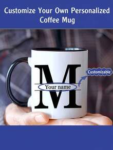 1pc, 11oz Personalized Letter Name Custom Coffee Mug - Designed Customized Cup, Ceramic Mug, Unique Novelty Mug, White Tea Cup, Personalized Letter Name Custom Coffee Mug - Designed Customized Cup, Summer & Winter Drinkware, Birthday Gift, Family Gathering Gift, Holiday Gift, Mildew Resistant, Reusable, Elegant, Cute, Modern