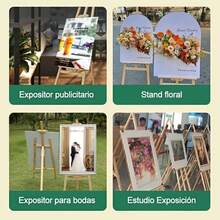 Soporte De Caballete Para Pintura Y Exhibición, Caballete De Madera Profesional Pinturas Ajustable 1.5m, Caballete De Arte Para Dibujo, Caballete Plegable Para Niños, Ideal Para Regalar Y Exponer - Albaricoque - Ver 7