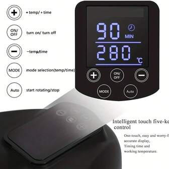 Bandeja eléctrica de cocción multifuncional con rotación de 360°, pantalla táctil LCD, estufa de barbacoa coreana, máquina de barbacoa para el hogar, bandeja de cocción inteligente, placa de hierro para barbacoa con enchufe estadounidense