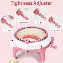 Máquina de tejer 48 Agujas, tablero de tejer telar doble giratorio, telar de tejer inteligente máquinas de tejer redondas, máquinas de tejer kit de telar de telar para adultos y niños - Rosa - Ver 5