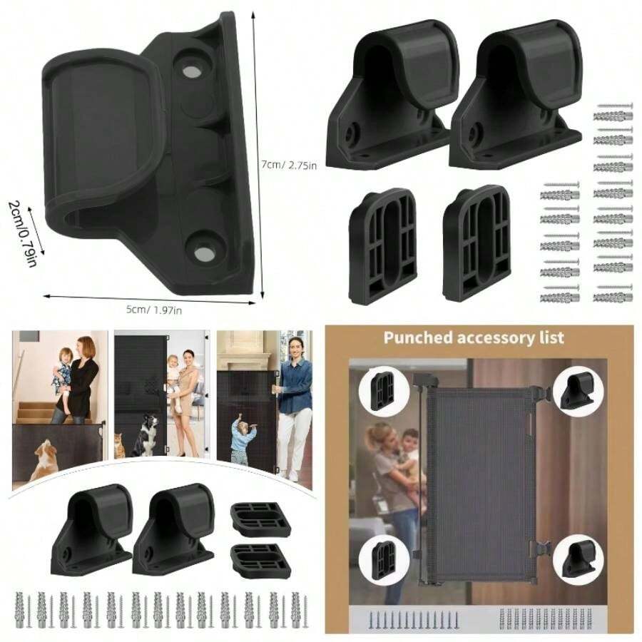 Gate Parts - Dan Stair Barrier Spare Components Gate Extender Safety Extension Kit Doorways Stairs Hardware Fences and Pet Blockers - Negro - Ver 1