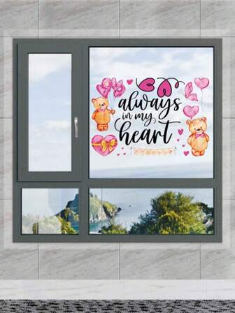 1-2 pezzi Adesivi decorativi da parete a forma di palloncino a cuore con orsetto carino per San Valentino, adesivi impermeabili, adesivi in PVC, facili da applicare e rimuovere, per decorazione della casa, bagno, stanza, soggiorno