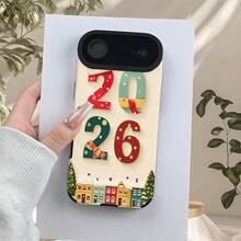 Una funda de teléfono creativa personalizada, elegante y clásica, con un nuevo patrón que presenta elementos navideños de 2026, una funda de estilo retro con alta apariencia, tela de cuero sintético suave, protección integral a prueba de balas, diseño resistente a golpes y caídas, resistente a las manchas y duradera, adecuada para  17/17 Pro/17 Pro Max/17 Air/ 16/16 Pro/16 Pro Max/16 Plus/ 15/15 Pro Max/15 Pro/15 Plus/ 14/14 Pro/14 Plus/14 Pro Max/ 13/13 Pro/13 Pro Max/12/12 Pro/12 Pro Max/11/11 Pro/11 Pro Max/XR/X/XS/XS Max. Es el regalo de cumpleaños perfecto para novias, novios, esposos, esposas, amigos o para uno mismo, innovador y a la moda, adecuado tanto para hombres como para mujeres. - Blanco 2515 - Ver 6