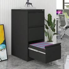 Techigher 3 Drawer File Cabinet, Vertical File Cabinet With Lock, Metal Filing Cabinets Storage Cabinet For A4/Letter/Legal Size Files - Black, 3 Draws - View 1