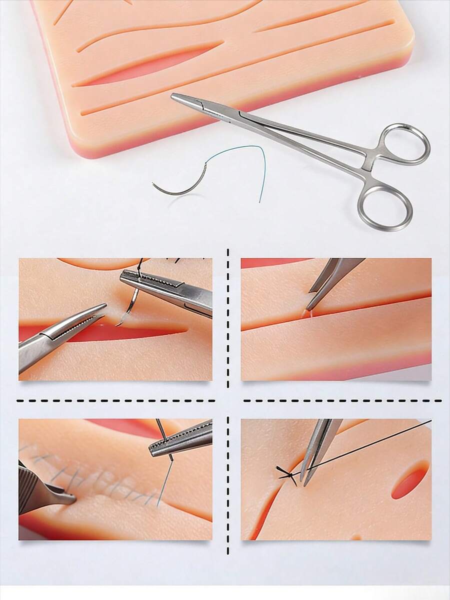 皮肤缝合垫外科缝合训练套装，格雷氏解剖缝合练习套装，创伤护理配件，适用于医学生和医生