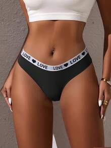 3 piezas de bragas, pantis y calzones para mujer con elástico alto, ropa interior con estampado de letras LOVE, cinturón, lencería de cintura baja, cómoda, ropa interior deportiva