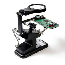 Estación de soldadura con lupa y luz LED de 3X/4,5X/25X, soporte para lupa con pinza auxiliar y pinzas de cocodrilo. - Negro - Ver 4