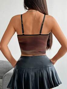 Vexica Women's Sexy Hot Girl Mesh Sheer Diamond Fishbone Waist Top Camisole, Slightly Stretch Fabric, Create A Fashionable Look