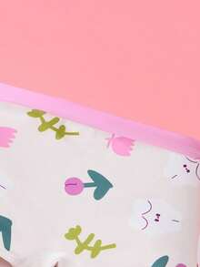 4pcs/Pack Girls' Cute Cartoon Floral Pattern Comfortable Briefs, Suitable For All Seasons - Multicolor - View 3