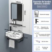 Lavabo Con Soporte De Espejo Para Colgar Toallas Para Baño - Multicolor - Ver 6