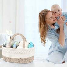 Giỏ đựng tã em bé bằng dây cotton, giỏ đựng tã di động, thích hợp cho bàn thay tã, sắp xếp phòng trẻ sơ sinh, quà tặng cho bé sơ sinh, đồ dùng cần thiết cho bé. - Nhiều màu - Xem 9