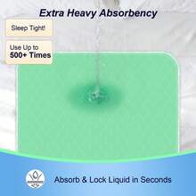 Washable Bed Pads 4 Pack 34"X36", Reusable Incontinence Underpads With Extra Heavy Absorbency For Diaper Changing, Pee Pads, Puppy Pads, Waterproof Sofa And Floor Protector, Green And Blue - Green - View 4