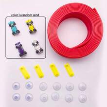 Flexible Track Toy DIY Dual Track Racing Track With 4 Shock-Absorbing Toy Cars, Rollable Track, Children's Game Gift